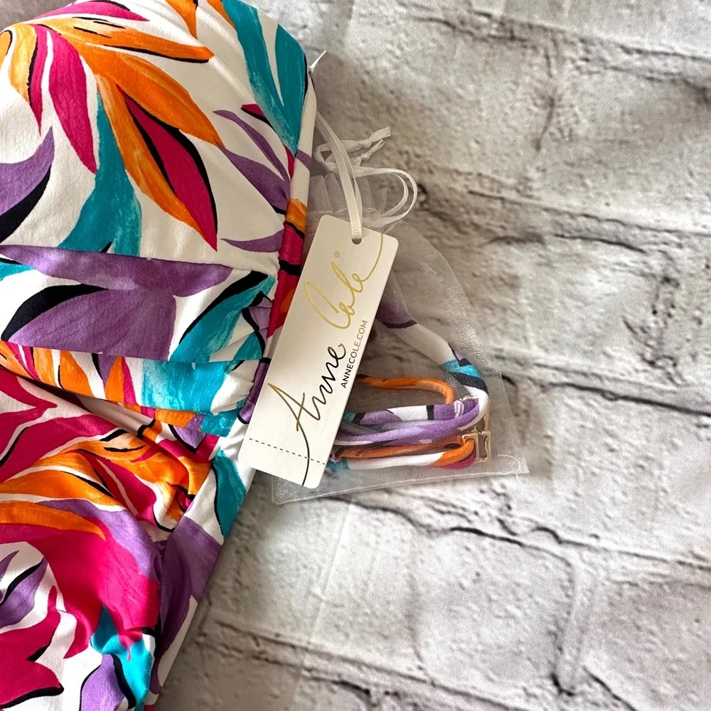 NWT Anne Cole Twist-front Tropical One Piece Swimsuit - Picture 3 of 7